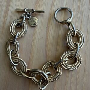 Vintage Jones New York Gold Tone Chunky Link Toggle Bracelet JNY Sig